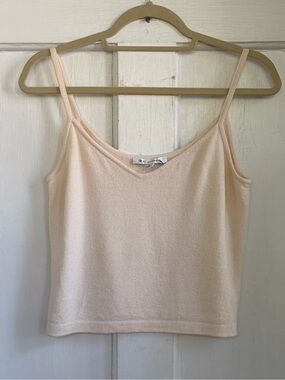 St. John Cream Spaghetti Strap Knit Camisole